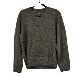 Club Room Men Lambswool Sweater Sz M Brown VNeck Quiet Luxury Academia Old Money